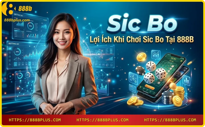 Người chơi đặt cược Sic Bo tại 888B với chip và xúc xắc